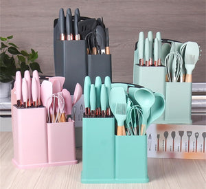 19 Pcs Kitchen Cooking Utensils and Knife Set with Block